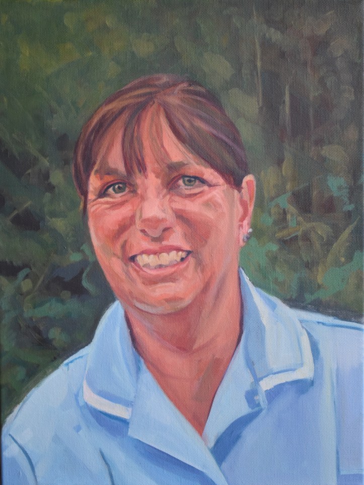 Oil painting portrait of nurse Deb Chart for NHS Portraits for NHS Heroes